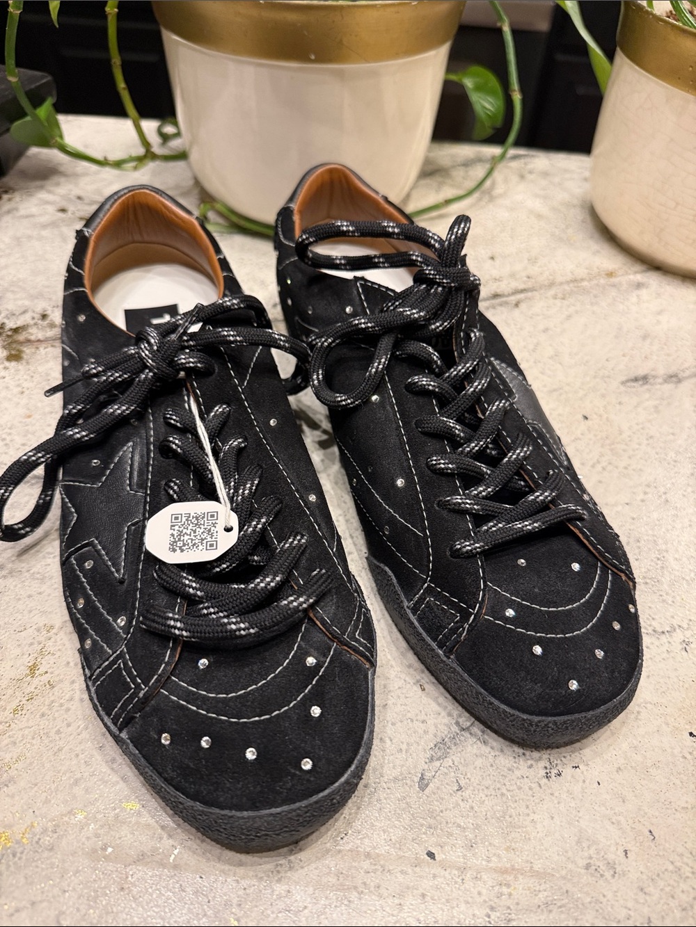Women's new True-Star in black suede with Swarovski crystals black leather sz 11